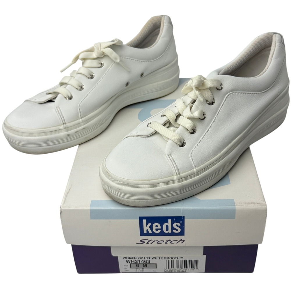 Keds Women's Sneakers Shoes Size 6M Zip Ltt White Smooth Stretch WH21463